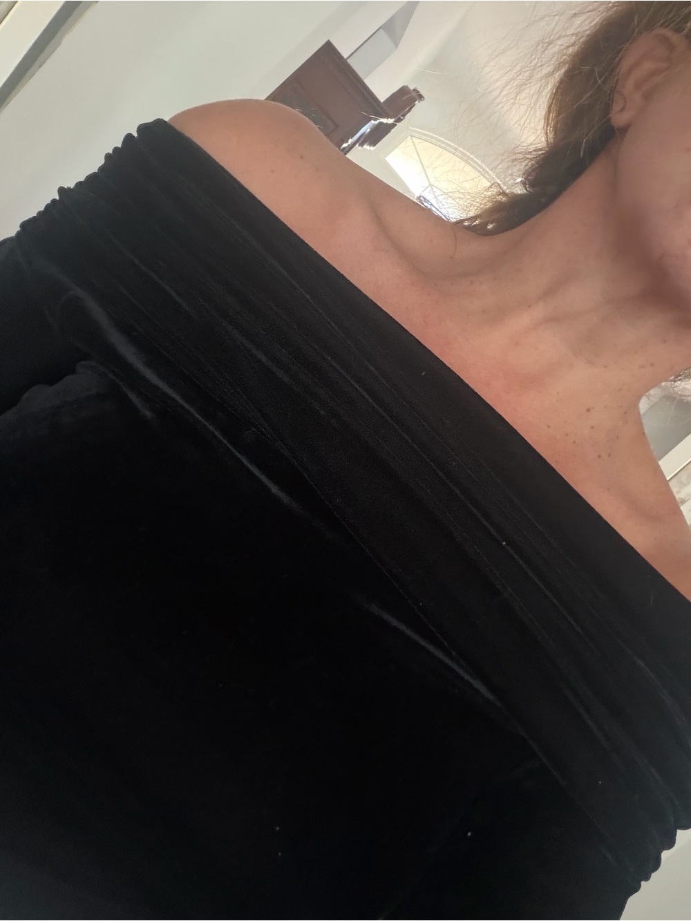 Zara Black Velvet Off-Shoulder Top